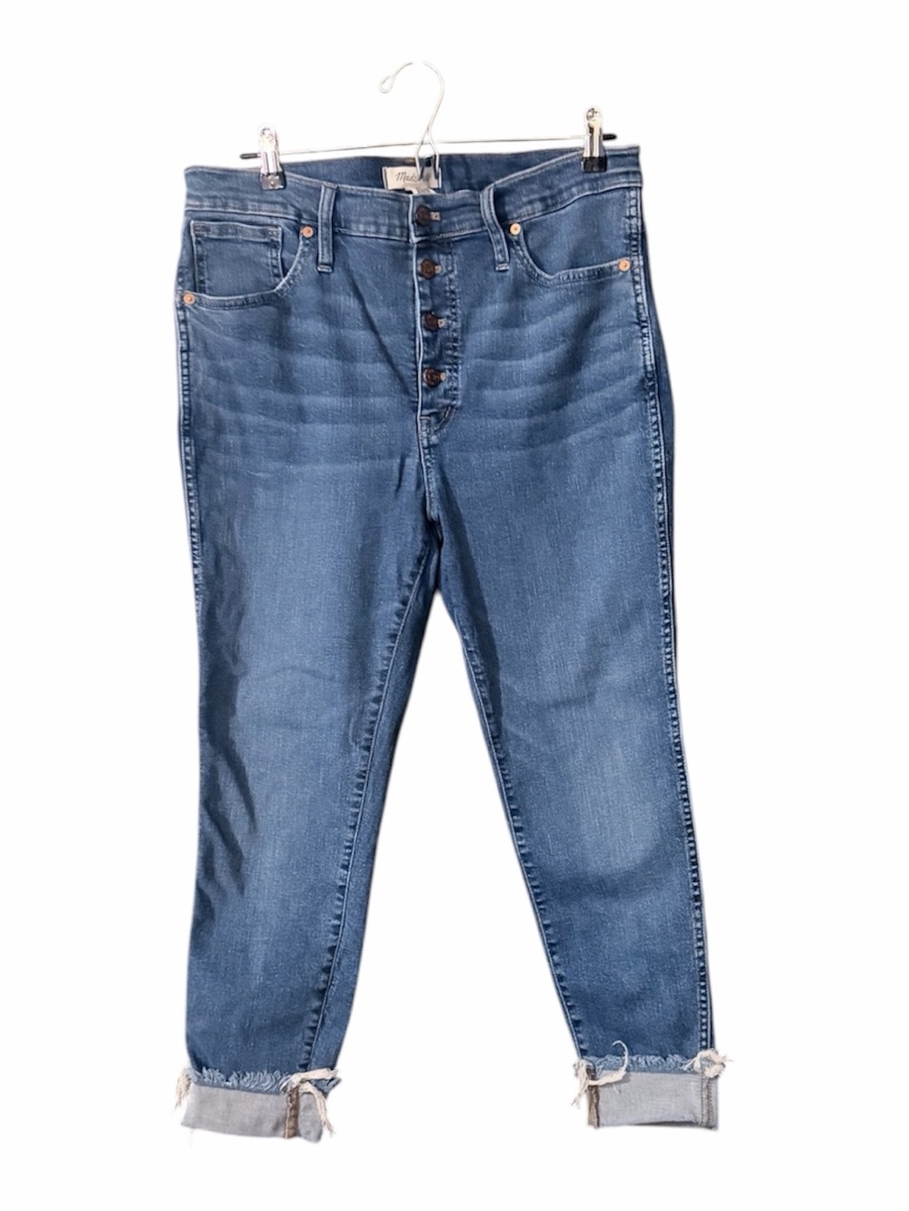 Madewell Medium Blue Skinny High-Rise Button-Fly Cropped Jeans